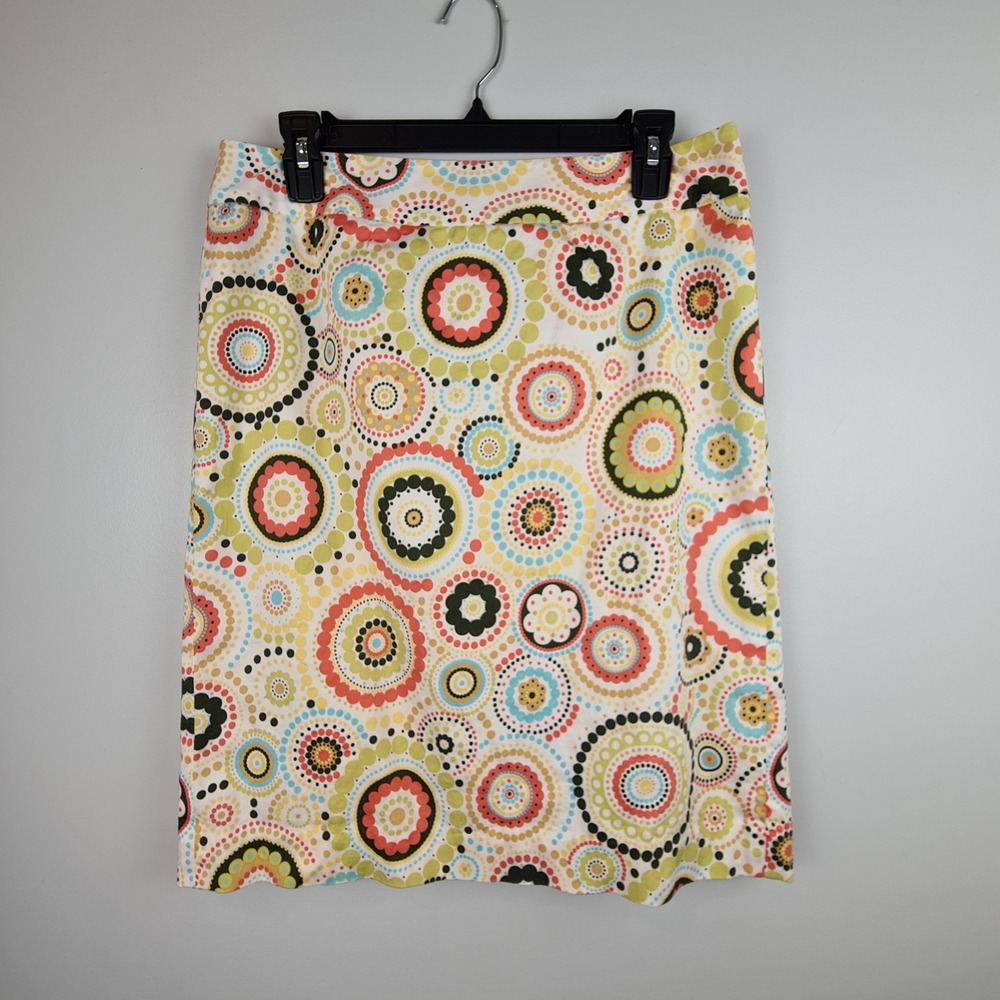 Talbots Womens 10 Pencil Skirt Multicolor Geometric Medallion Stretch Cotton